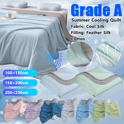 Cooling Blanket For Bed Silky Air Condition Comforter Lightweight Cooled Summer Quilt With Double Side Cold & Cooling Fabric
