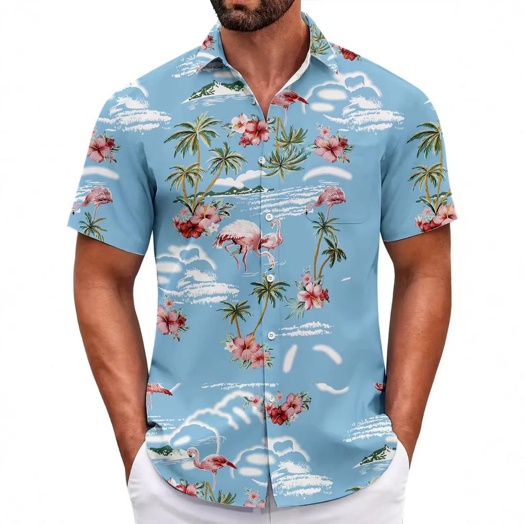 Floral print short-sleeve casual shirt, stylish and comfortable for daily wear.