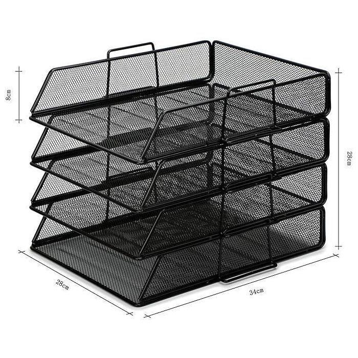 Corbeilles à courrier - exerz - 4 pièces - métal - superposables - noir