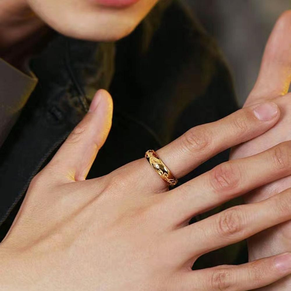 5-13 Gold/silver Luminous Character Stainless Steel Ring for Men and Women
