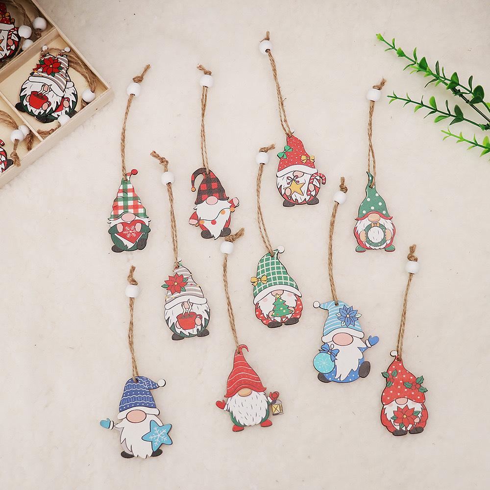 Wooden Faceless Doll Pendant for Christmas & Easter Decorations
