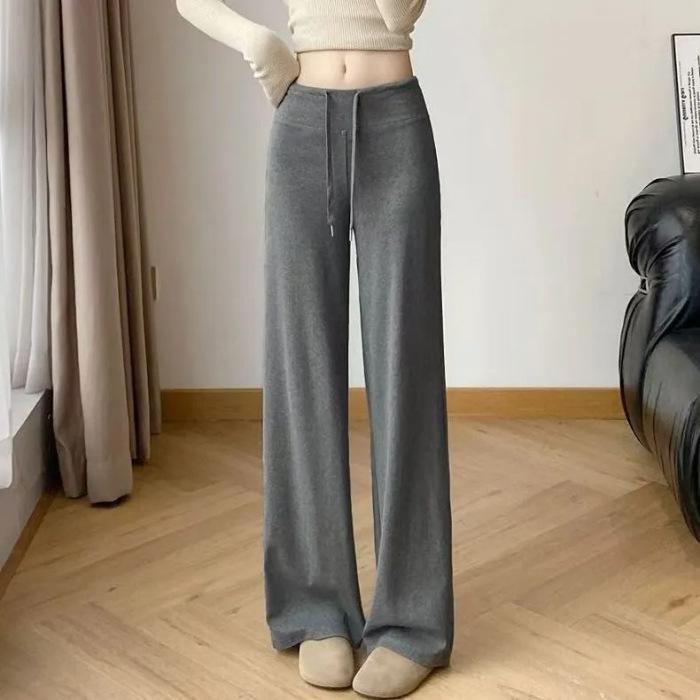 

Women s High Waist Wide Leg Sweatpants - Spring & Autumn 2025 Style 3XL серый