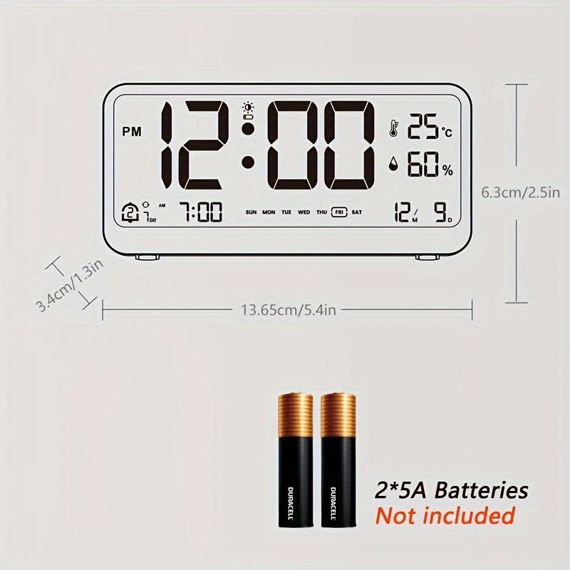 Multi-function Digital Clock LED Brightness Adjustable Temperature and Humidity Display Dual Mode Alarm Clock