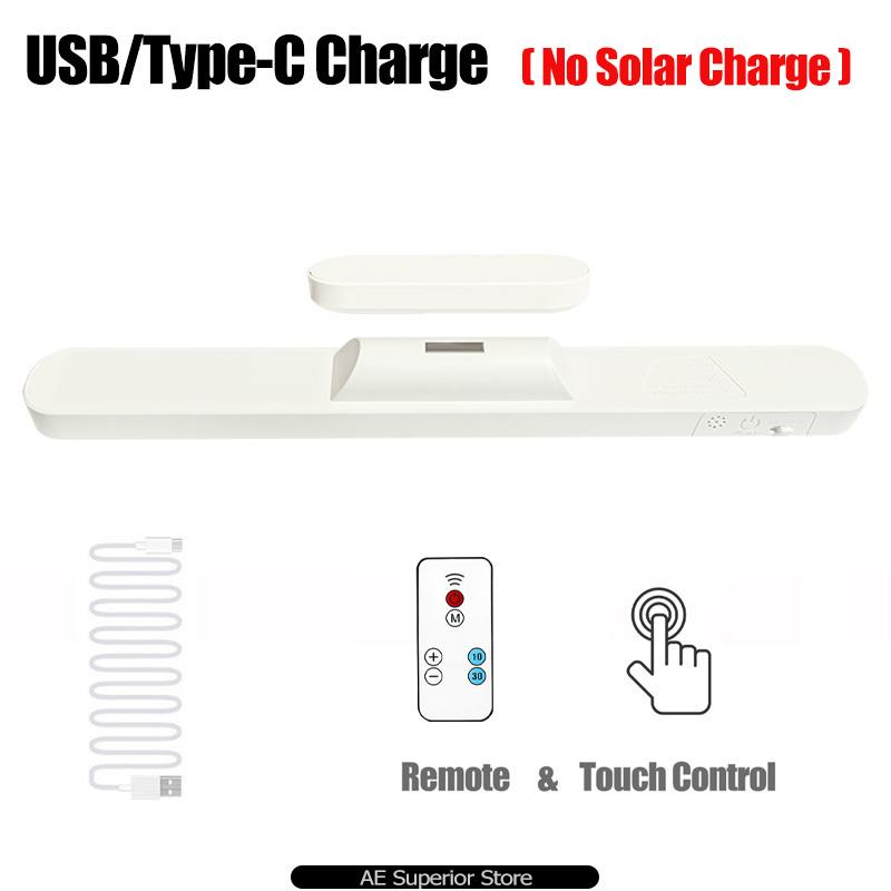 Candeeiro de Mesa LED Magnético Luz Noturna Recarregável USB Lâmpada de Mesa Remota Proteção para os Olhos Luz de Leitura (Carregamento Solar Opcional)