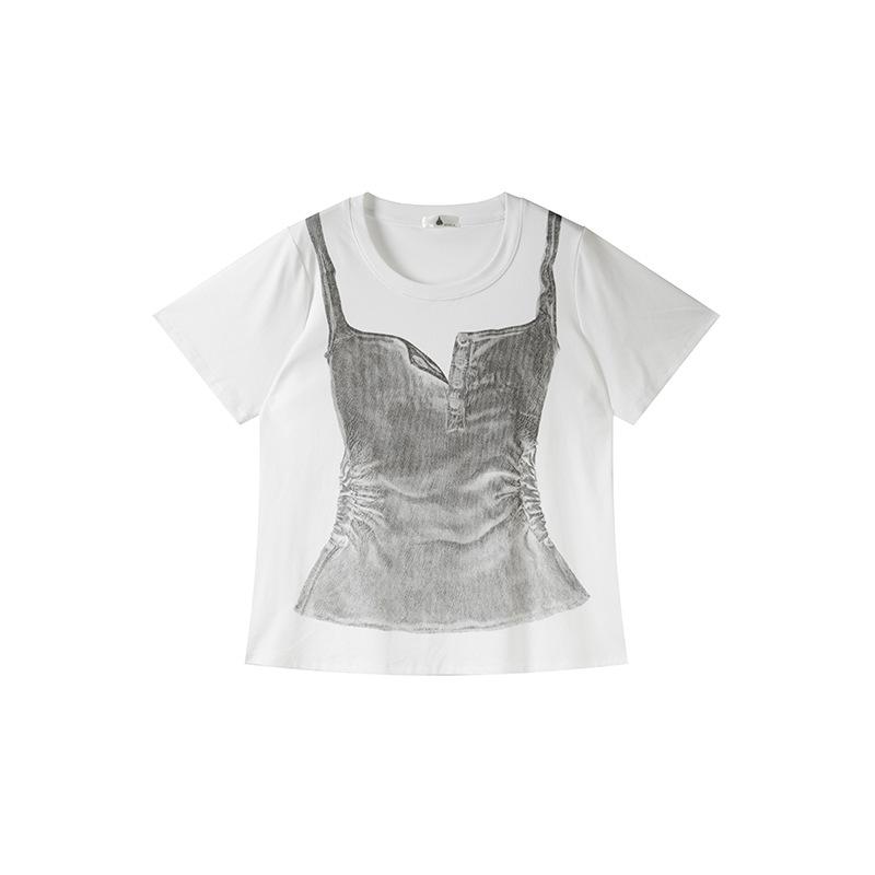 Shuangtian 2026 Plus Size Women s Round Neck Printed T-Shirt - Spring Style XL