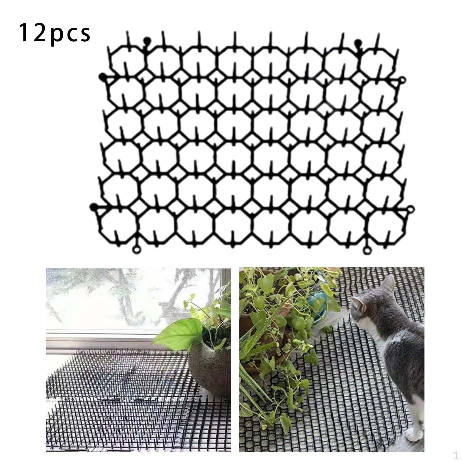 

12 Pieces Anti Cat Repellent Scat Mat Black 5.9x7.8inch Accessory Durable for Protecting Doors Only Spikes Mat