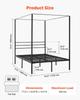 Full Size Canopy Bed Frame, Metal Canopy Bed with Four Posters Design, Heavy Duty Steel Slats Support, Underbed Storage Space, No Box Spring Needed,