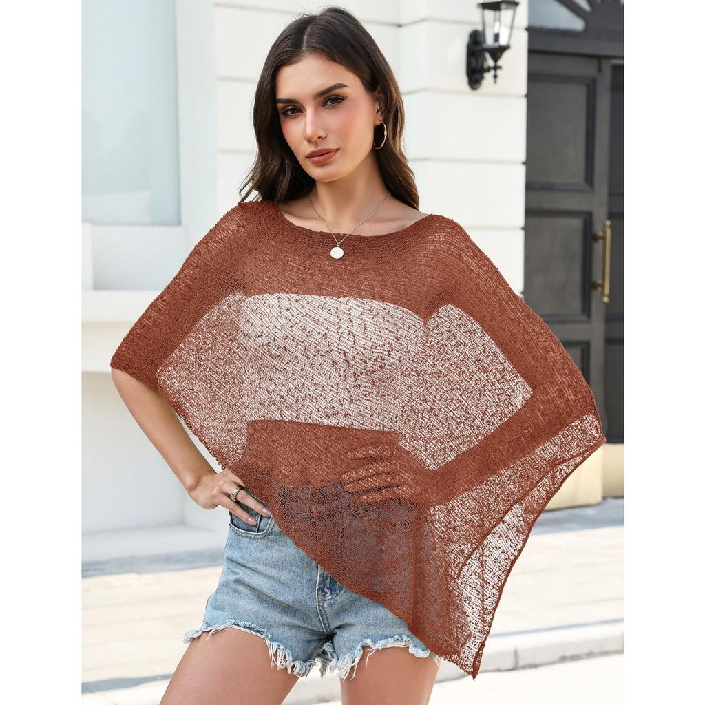 Women's Knit Mesh Beach Cover Up, Color Pullover