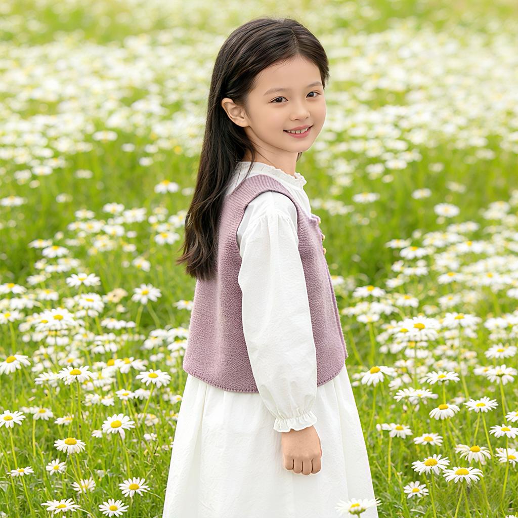 Girls' Knitted Vest Spring and Autumn New Style Children's Knitted Tank Top Stylish Outwear