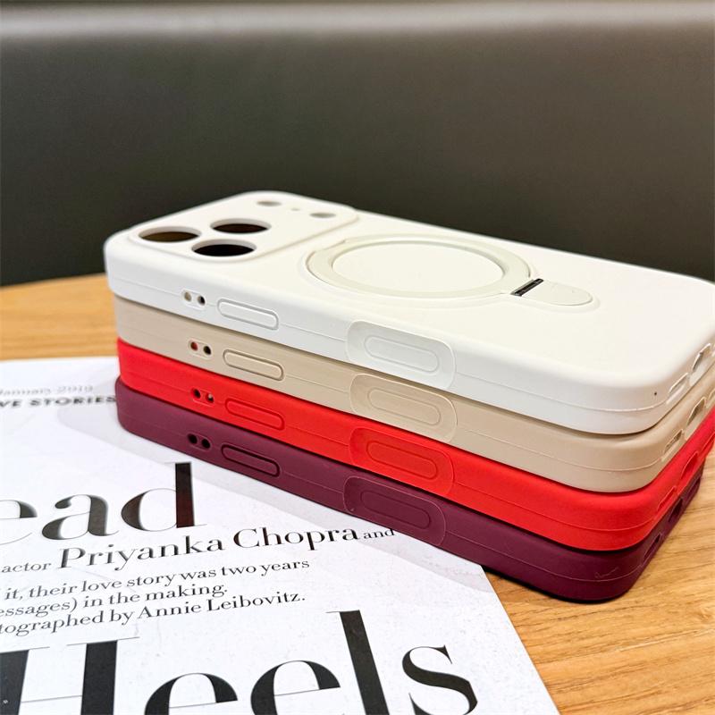 Luxury Liquid Soft Silicone Ring Stand Holder Magnetic For Magsafe Cases For iPhone 17 16 15 14 Plus 13 12 Pro Max 11 Air Cover