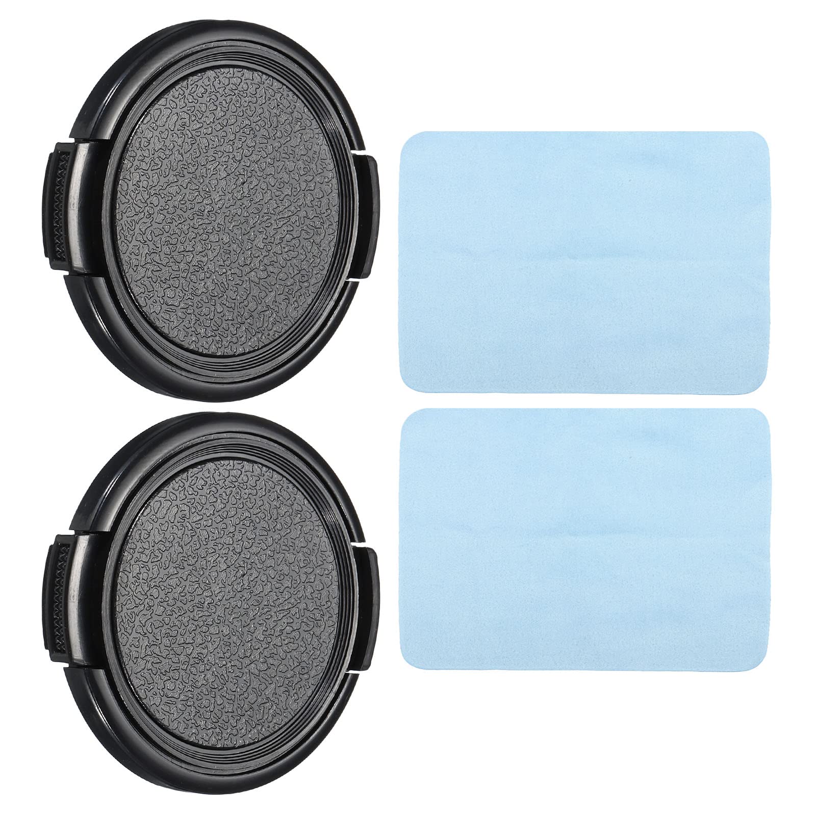 

PATIKIL Camera Lens Cap 2pcs Side Pinch Front Lens Cover with Microfiber Cleaning Cloth 49mm Thread Universal for DSLR Lens