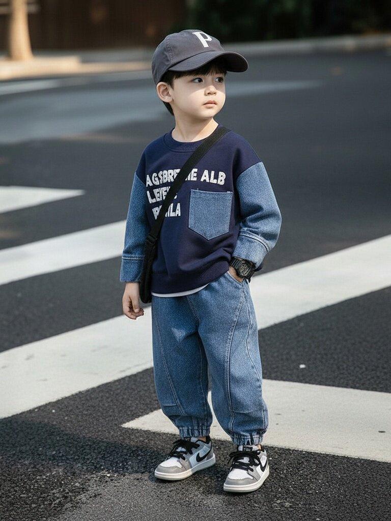 Boys' Stylish Spring & Autumn Hoodie Set 2026: Cool Two-Piece Baby Outfit