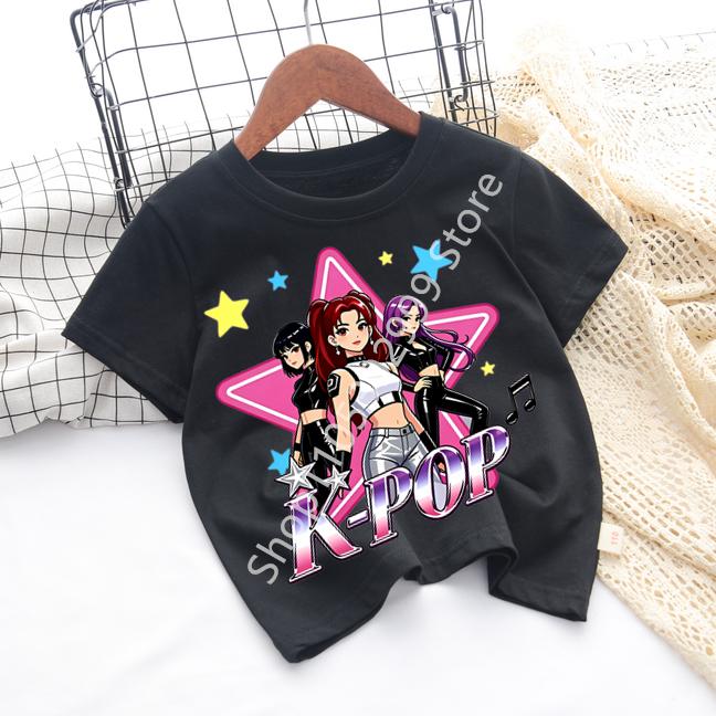 Kpop Childrens T Shirt Cartoon Graphic Short Sleeve Summer Comfortable Top Funny Gift for Fans Harajuku TShirts Girls Clothes