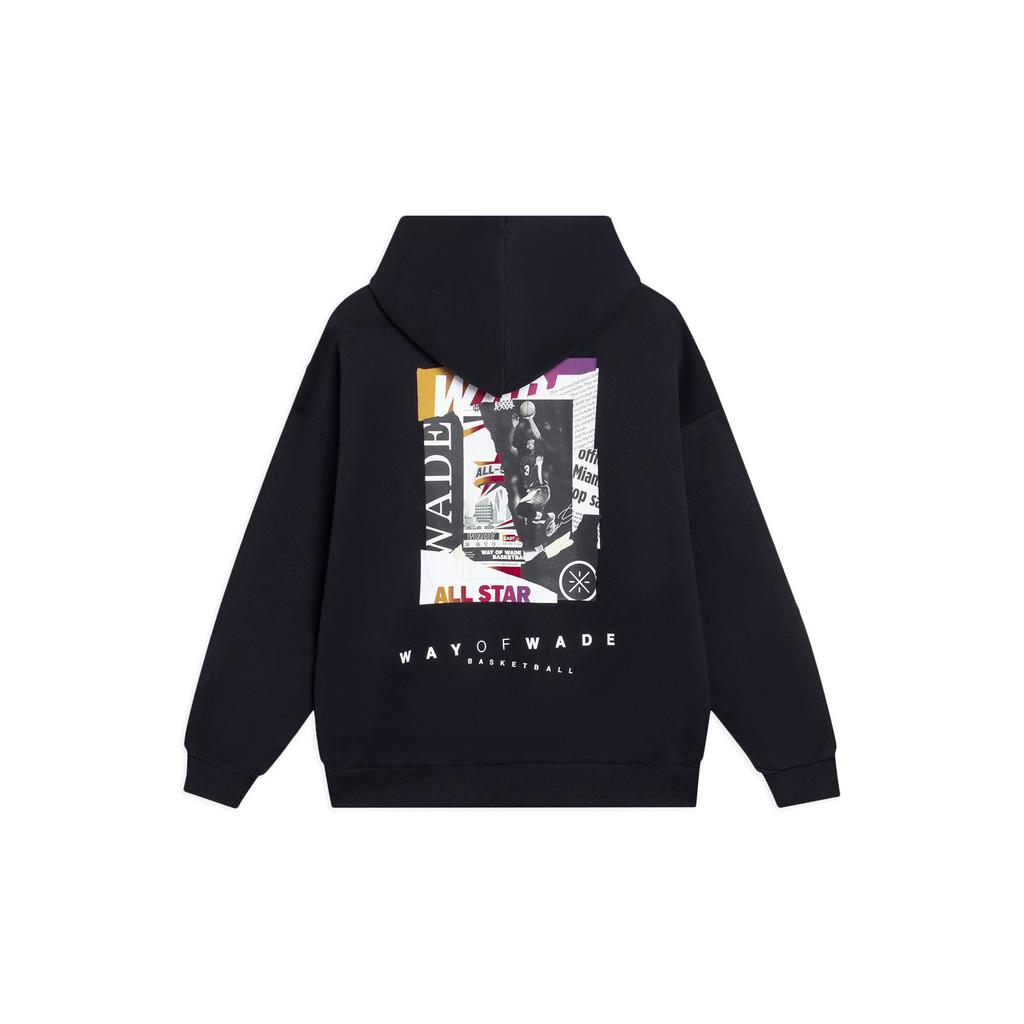 Li-Ning Solid Color Hoodie With Drawstring Long Sleeves Unisex Hoodie Black AWDT149-1