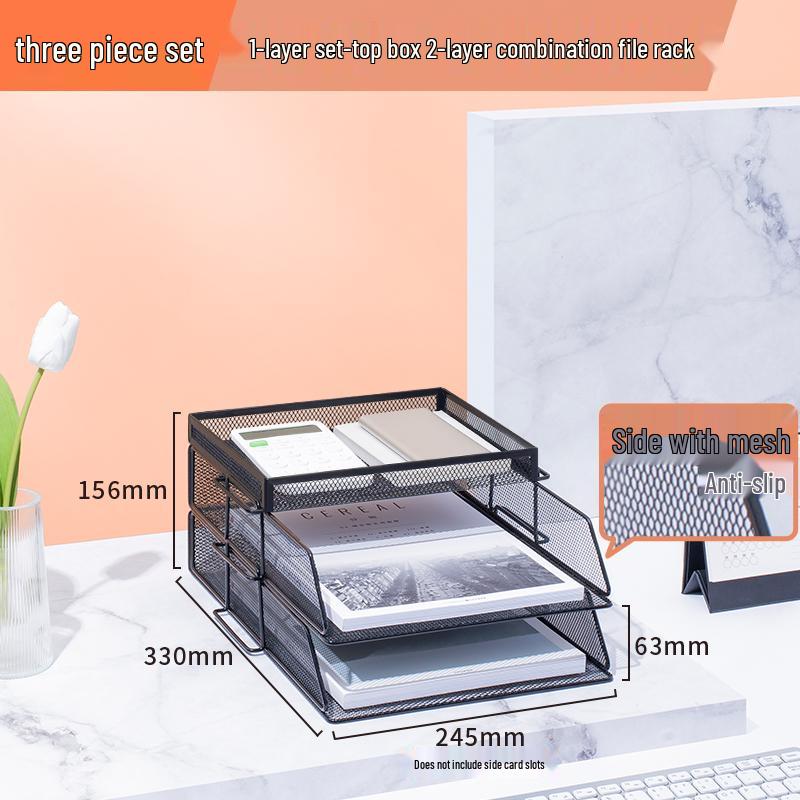 Multilayer A4 Metal Desktop File Organizer and Storage Rack Set for Office Supplies