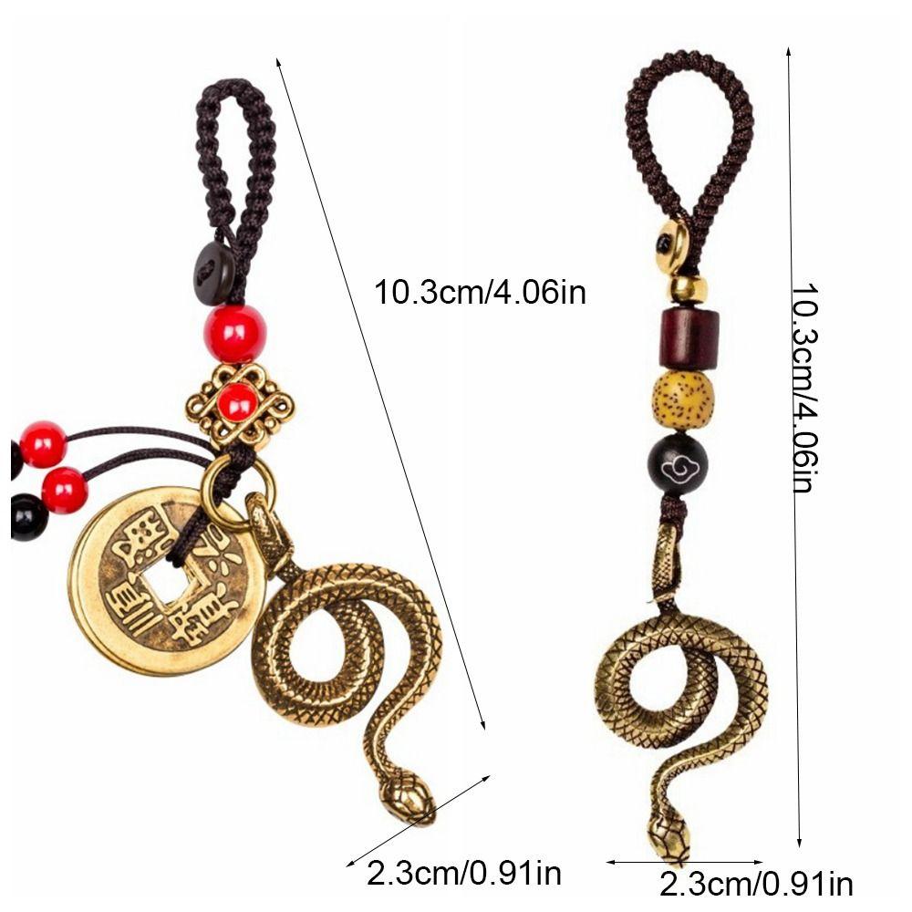 Wealth Zodiac Keychain Brass Car Key Chain Retro Snake Key Ring  Women