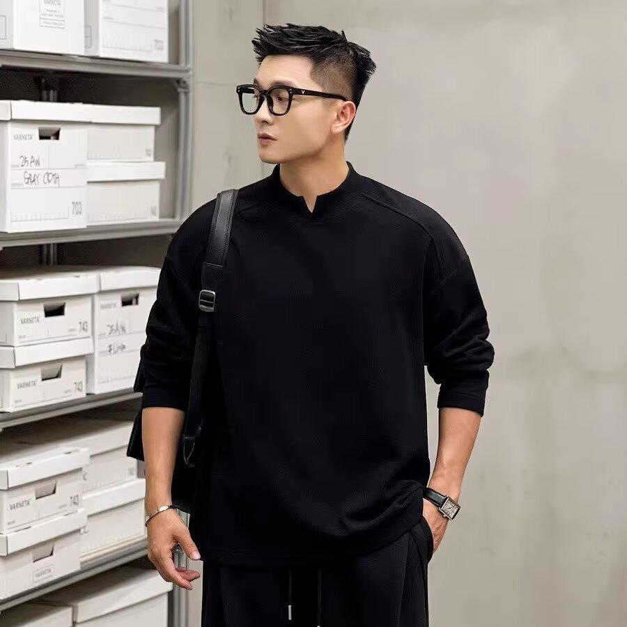 Men s Trendy Korean Style Round Neck Hoodie - Autumn/Winter 2024 Fashion L