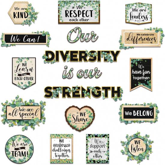 Pajean pirational Bulletin Board Set Eucalyptus Motivational Cutouts Positive Affirmations Sayings Growth Mindset Classroom Decor for Kids Back to Diversity