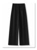 2025 Women's Gray Wide-Leg Floor-Length Pants - Summer Slimming, Loose Fit with a Drapey High-End Feel