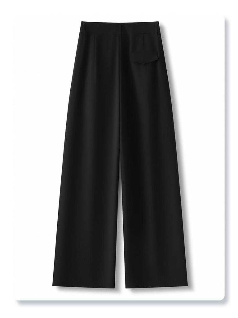 2025 Women's Gray Wide-Leg Floor-Length Pants - Summer Slimming, Loose Fit with a Drapey High-End Feel