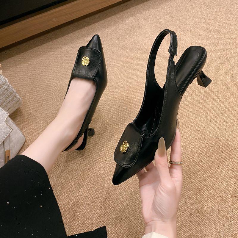 Temperament Fashion Versatile Sandals Fairy Shoes 2025 New Spring and Summer French Black Baotou High Heel Women's Sandals