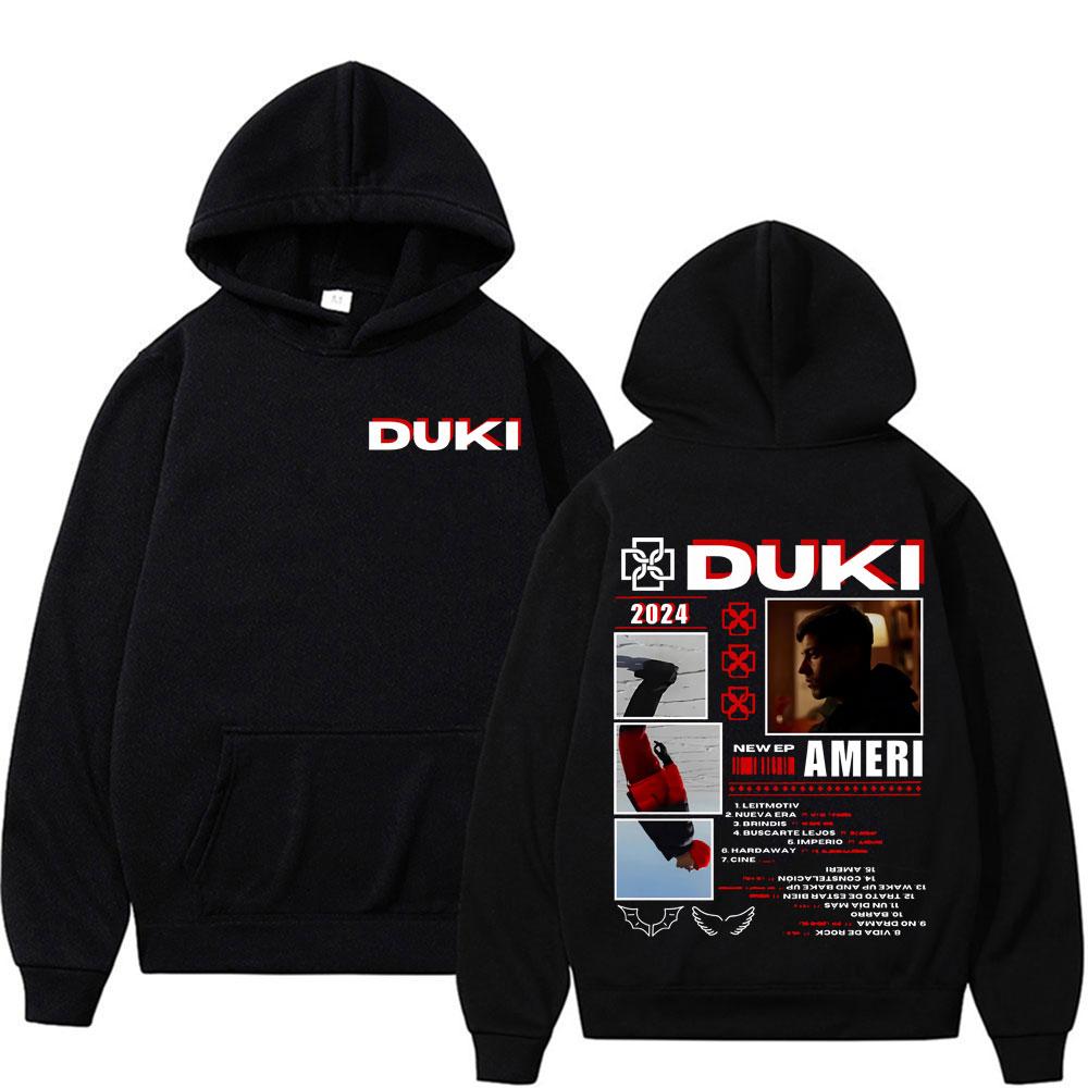 Rapper Duki Ameri 2024 Tour Grafik-Hoodies für Herren Damen Lässige Fleece Hochwertige Sweatshirts Harajuku Hip Hop Punk Pullover
