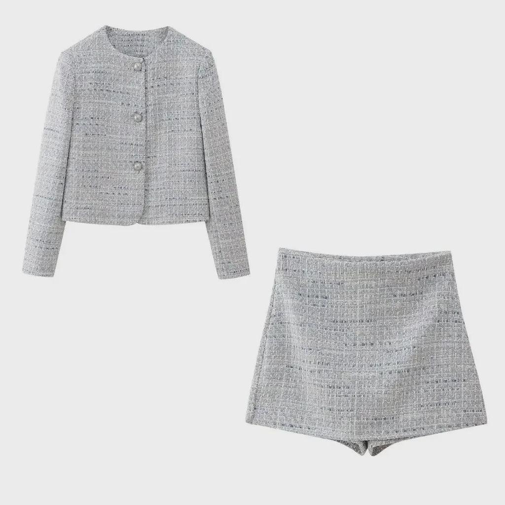 2024 Spring Women's Chic Textured Jacket & Skirt/Pants Set