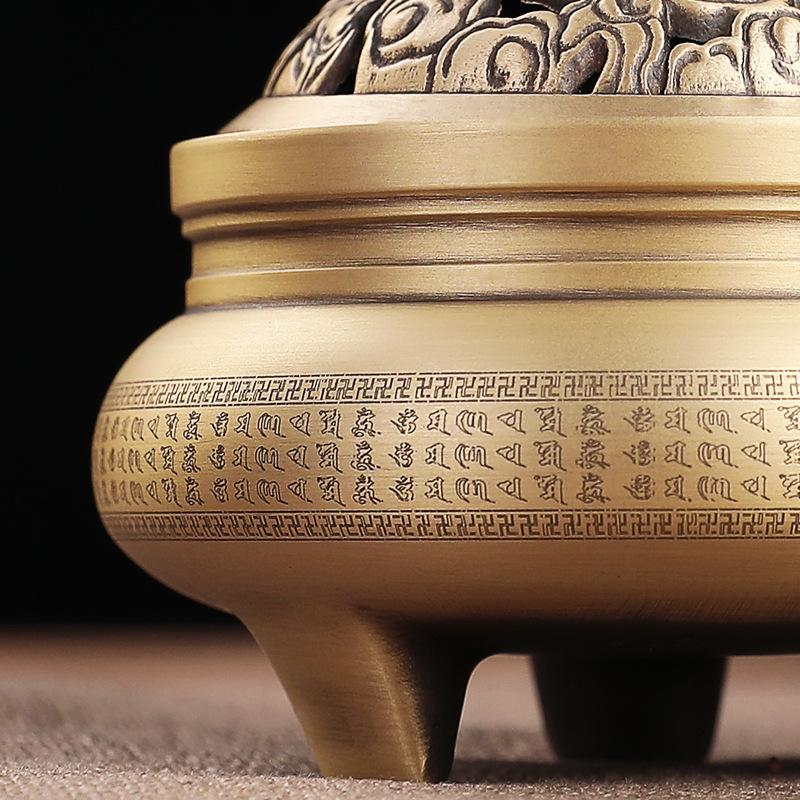 Copper-style Antique-style Household All-brass Incense Burner Ornament Coil Incense Three-legged Pure Brass Aroma Diffuser Base