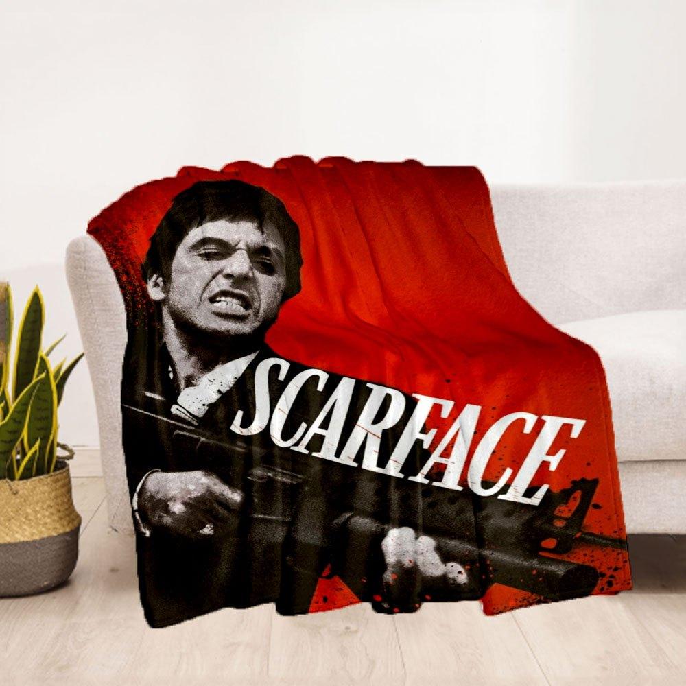 Scarface Movie Poster Print, Al Pacino Wall Art DecorBlanket Flannel Throw Blanket for Sofa, Bed, Travel, Camping, Office, Couch, Chair, And