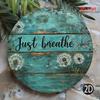 ANRRO Breathing Text Metal Sign Round Animated Inhale Exhale Wall Decor Rustproof Outdoor Garden Farmhouse