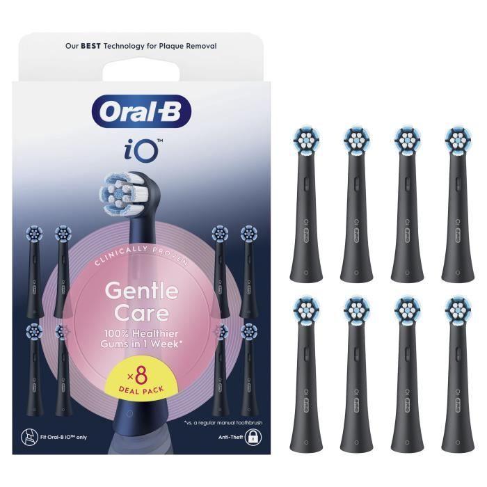 Brossettes - ORAL-B - iO refills Gentle Care - Pack de 8 - Noir