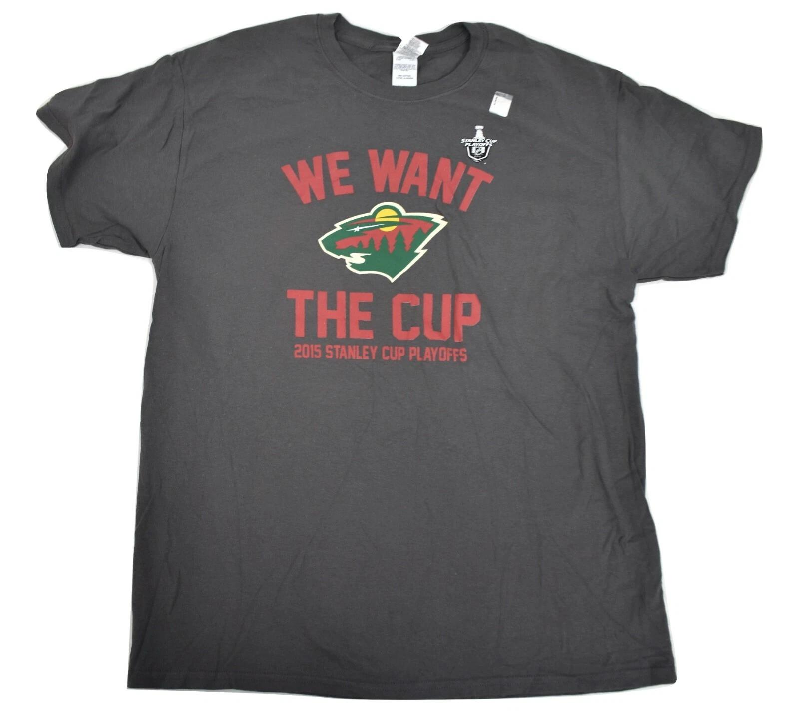 

NHL Mens Minnesota Wild We Want The Cup 2015 Stanley Cup Playoffs New L, XL 2XL