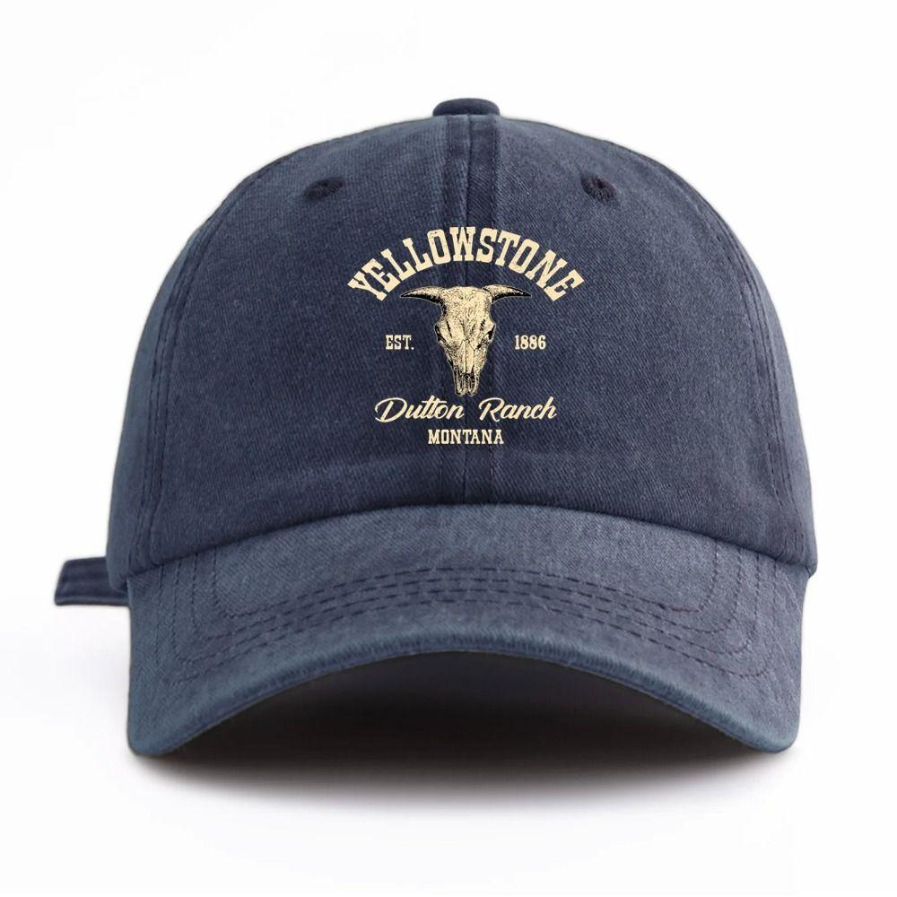 Bull Skull Western Cowboy Baseball Hats Cotton Distressed Dad Hat Outdoor Sun Hat  for Men Women