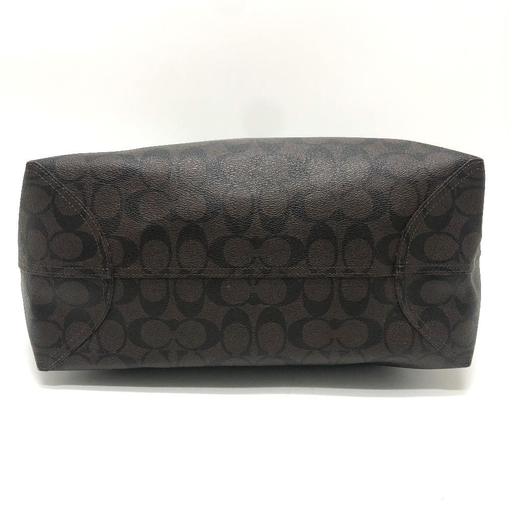 COACH Signature Bag Hand Bag Shoulder Tote Bag PVC Brown