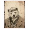Vintage Bear In Retro Clothing Metal Tin Sign Wall Decor 20x30cm