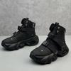 Fashion Men's High Top Thick Soled Height Increasing Comfort Waterproof Anti Slip Sports Shoes Buckle Belt Wear-resistant Fashion Boots