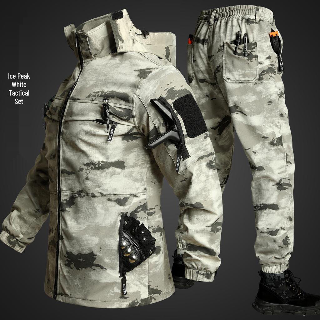 Men's Breathable Camouflage Suit Set: Durable Workwear and Tactical Jacket for Spring and Autumn.