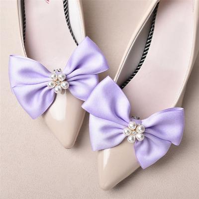 2 Pcs High Quality Elegant Removable Shoes Buckle Pearl Shoe Clips Bowknot DIY Crafts Shoe Decoration for Women