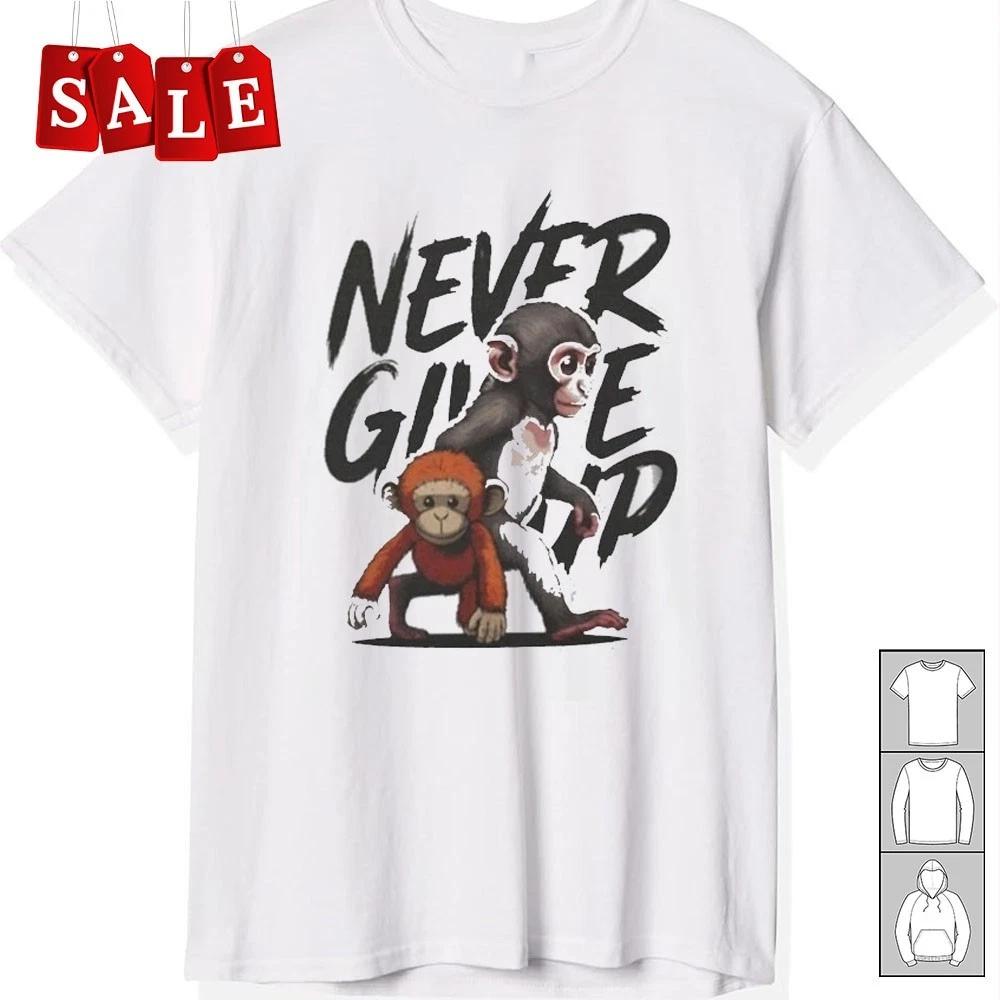 

New Punch The Monkey Never Give Up Cotton Unisex S-5XL Shirt OS365 S