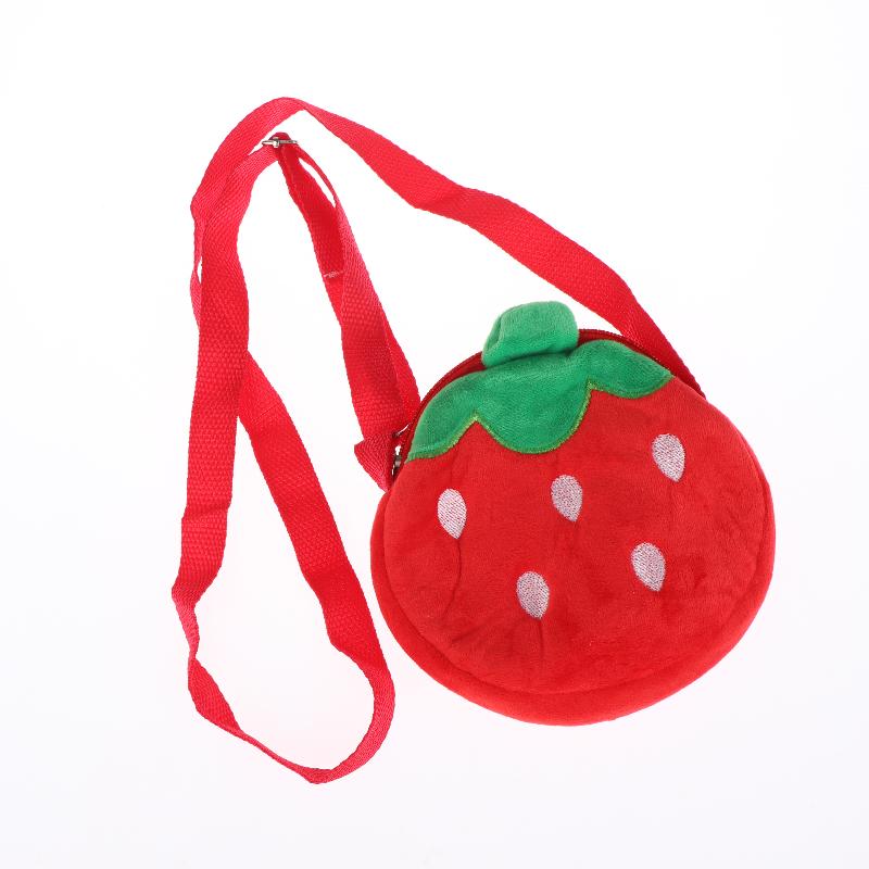 Cartoon Strawberry Plush Crossbody Bag Cute Strawberry Shoulder Bag Phone Bag Coin Pouch Wallet For Kid Adults Gift