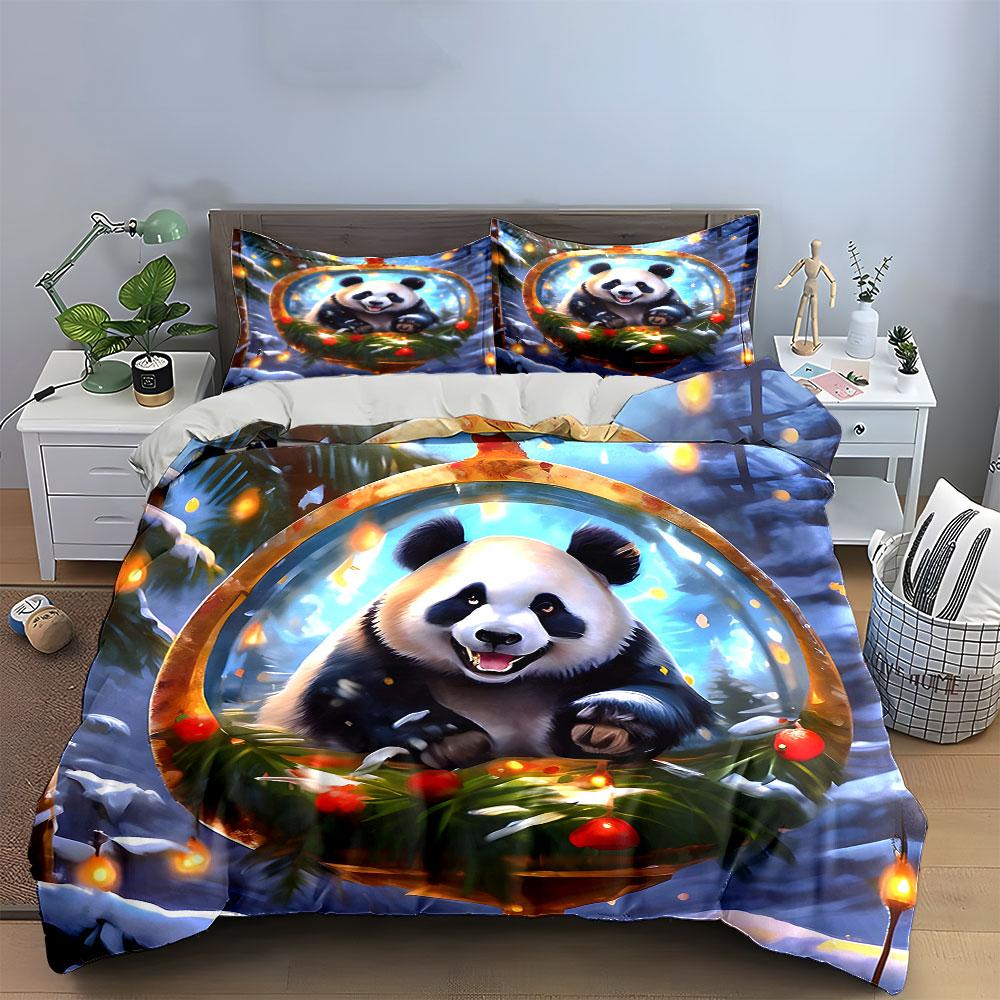 Winter panda delight Bedding sets Duvet cover sets Duvet covers Pillowcases(1*Duvet Cover 2*Pillowcases without duvet insert)