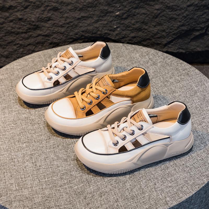 Crocs Retro Silné podrážky Vydlabané Plátěné boty Dámské boty Ležérní Šněrovací Niche Sandály