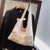 Tote Bag Flower Beach Bag Hollow Out Hollow Shoulder Bag Simple Solid Color Woven Bag  Girls