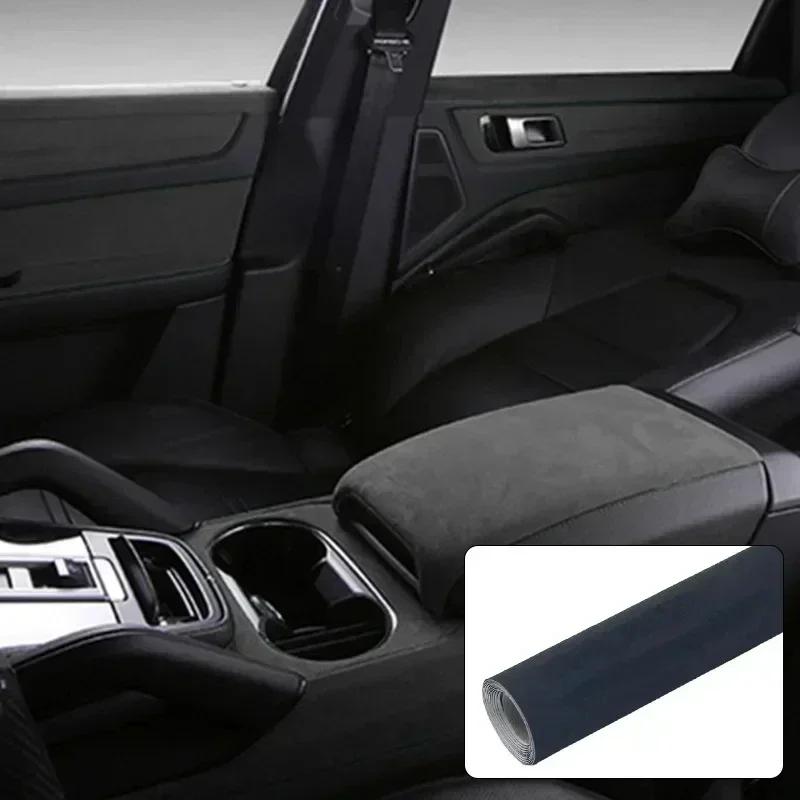 500cm/300cm/100cm*50cm Black Color Self Adhesive Suede Fabric Sticky Velvet Leather Fabrics for DIY Car Interior Decor 0.6mm
