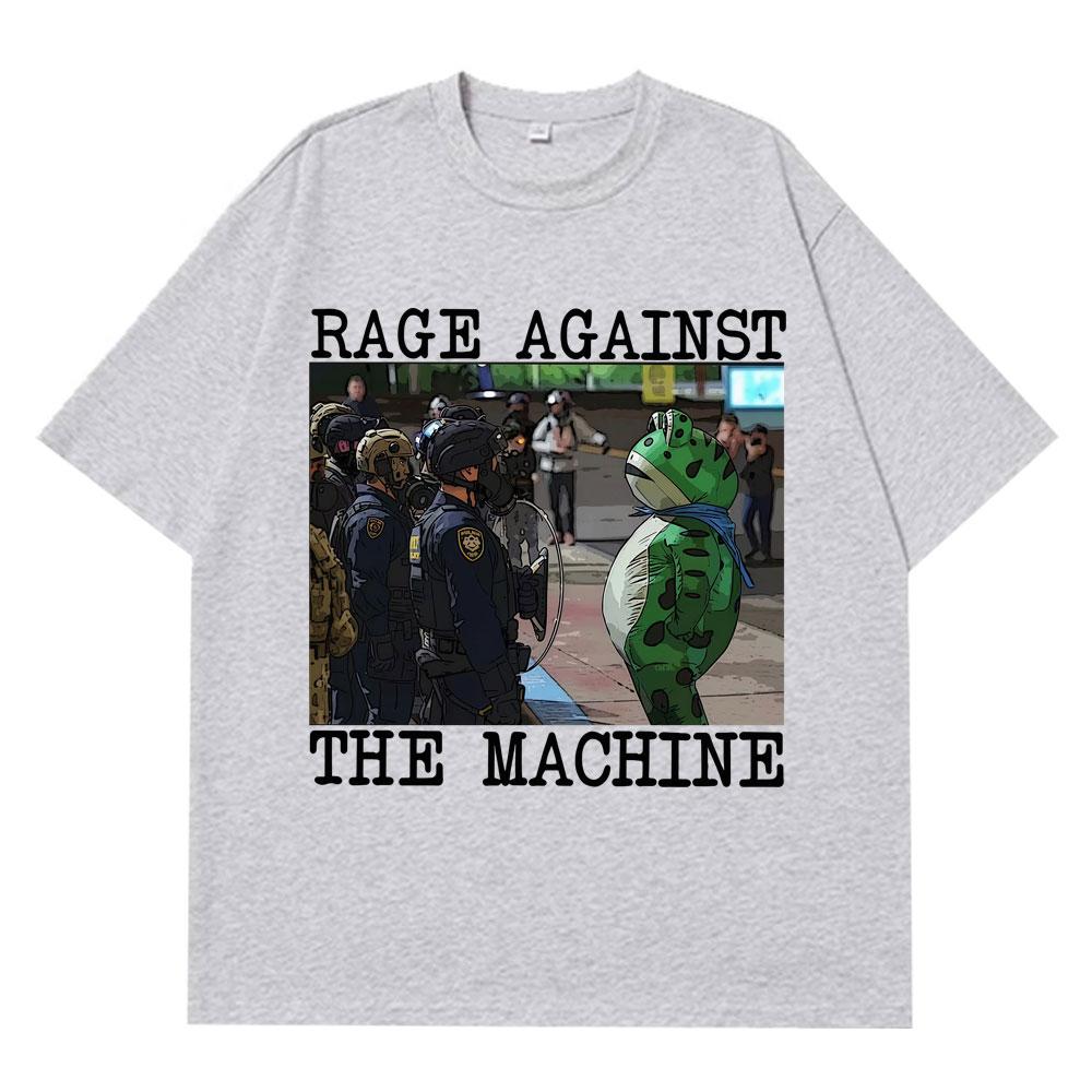 Portland Frog Protest Meme Frog Viral Meme Tshirt Mens Women 100 Cotton Hiphop Tshirts Shortsleeved Casual Loose Tshirts