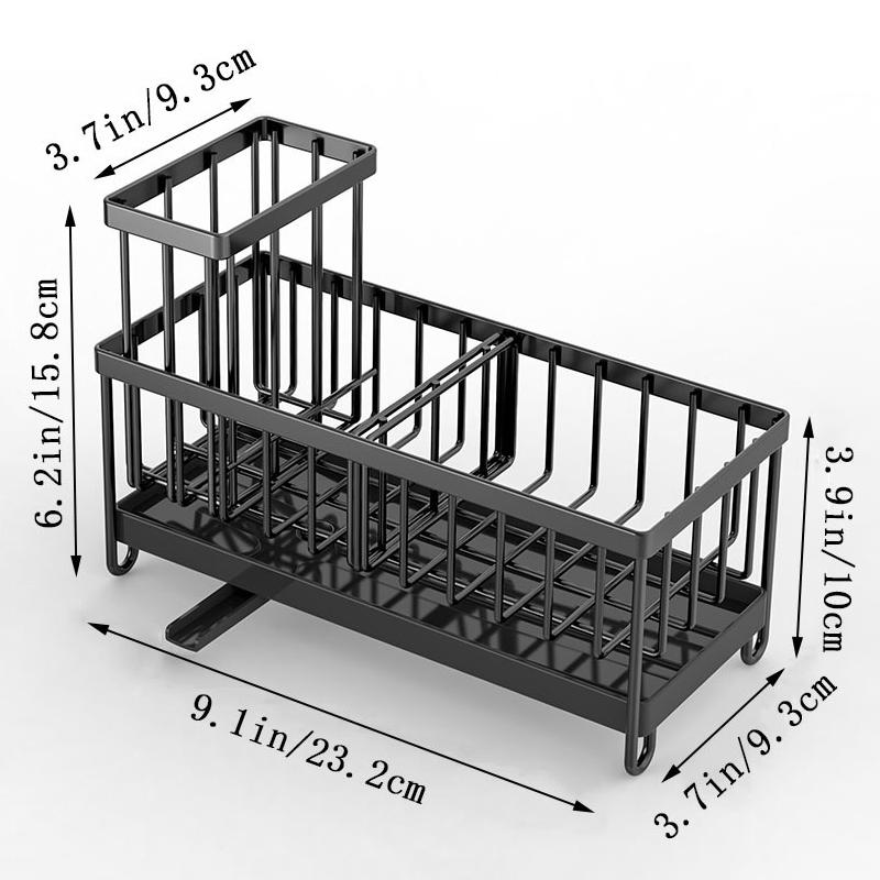 

Carbon Steel Sink Self-Drainage Rack, Multi-Functional Non-Drilling Countertop, Faucet Sink Rack, Storage Rack, Kitchen Tools чёрный