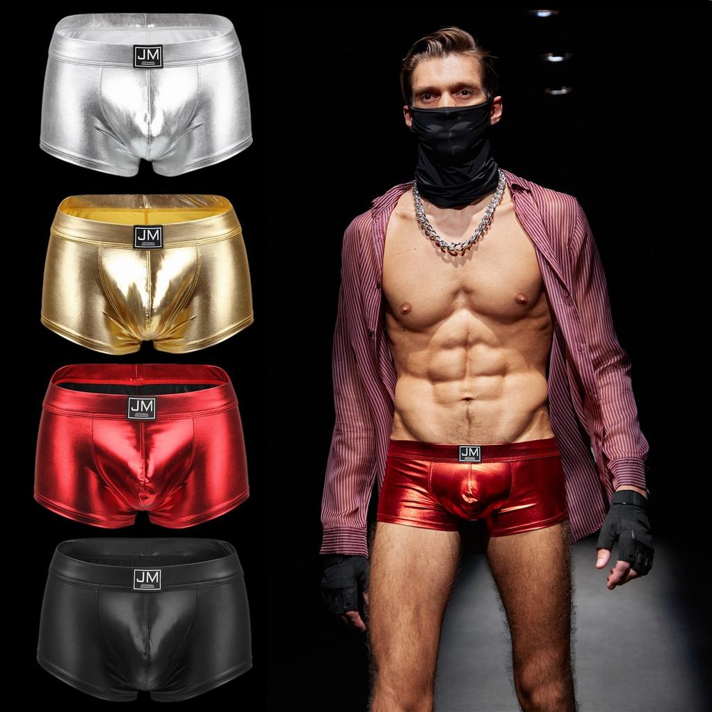 Boxer JOCKMAL Lederähnliches Material mit glänzender reflektierender Oberfläche Mode Sexy Herren Boxershorts Club Party Herrenshorts Unterhosen