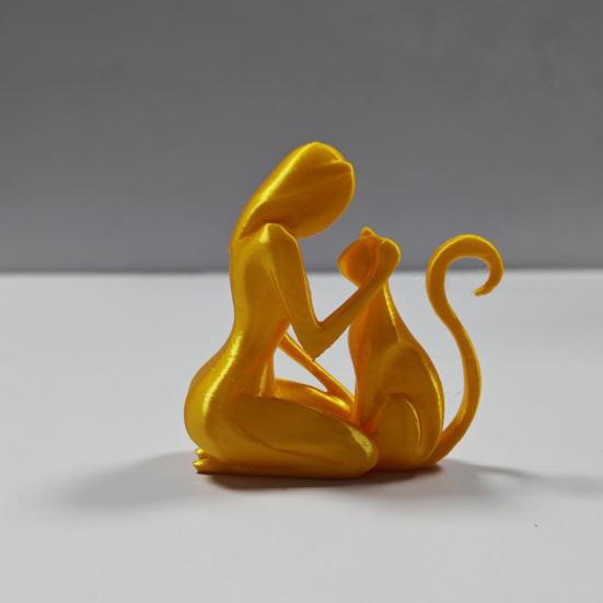 Jijijing 3D Printed Sculpture, One-Piece Molding Desktop Figure, Abstract Woman Cat Art Ornament for Home Decor Gift