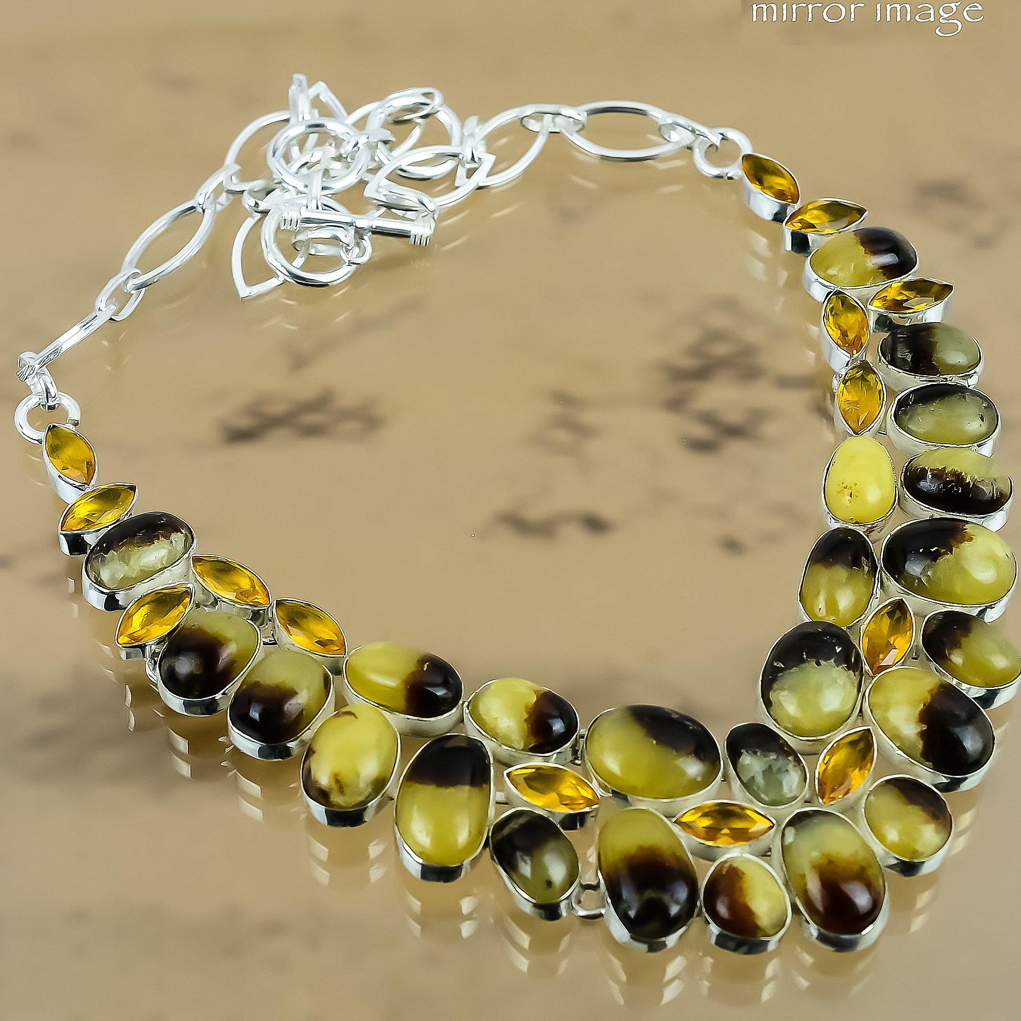 

Natural Septarian Gemstone Chain Adjustable Necklace 925 Silver For Women Adjustable