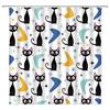 Mid Century Atomic Cat Shower Curtain Modern Abstract Geometric Atomic Black Cat Vintage 50S 60S Retro Colorful Fabric Bathroom